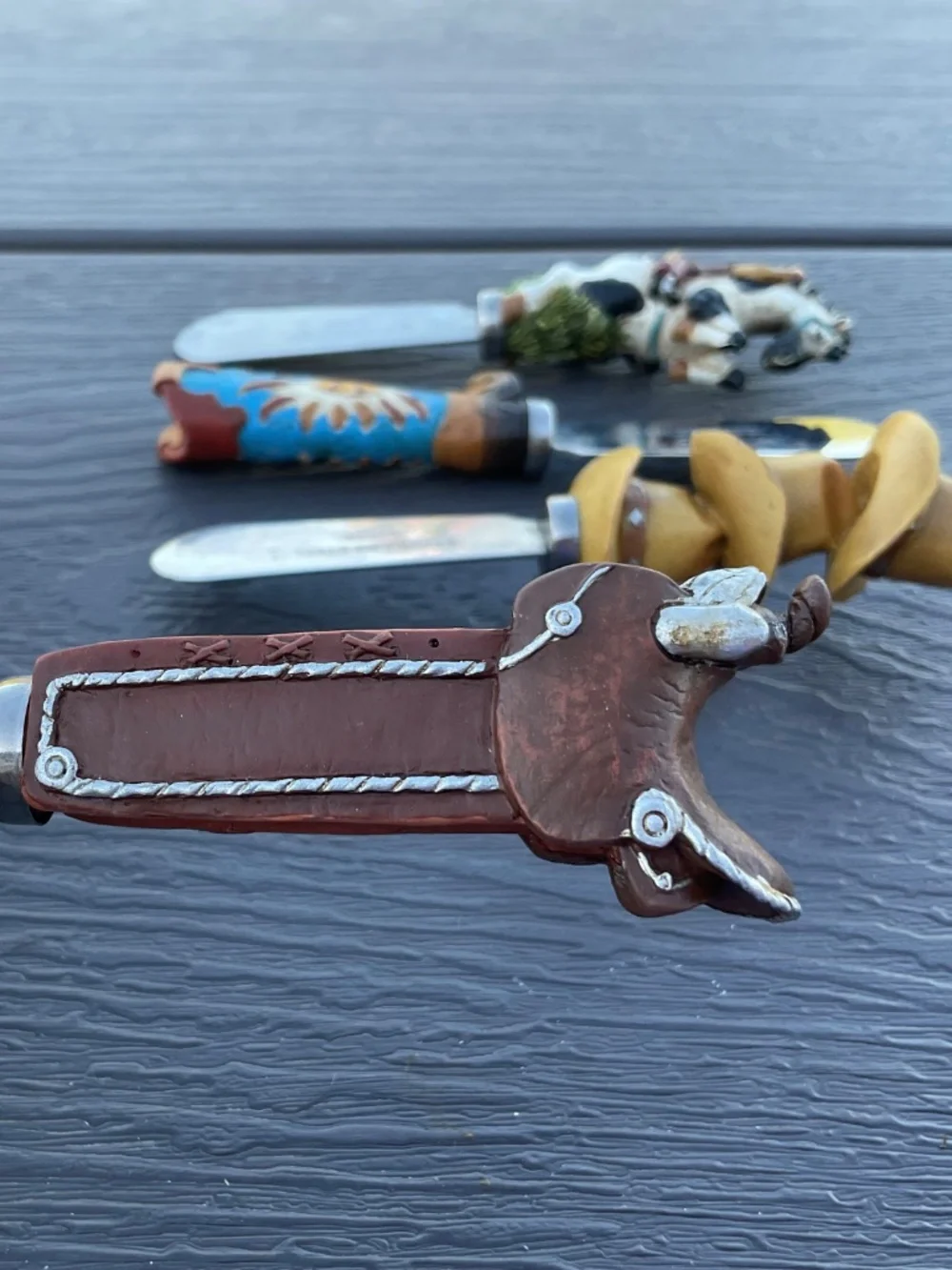 Western Theme Cheese Spreaders Vintage set of 4 stainless steel